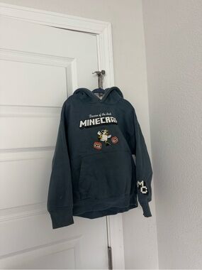 Zara Kids Dark Teal Minecraft Hoodie with Graphic